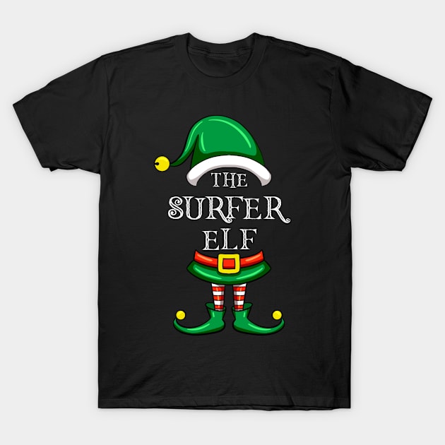 The Surfer Elf Matching Family Christmas Pajama T-Shirt by Maica